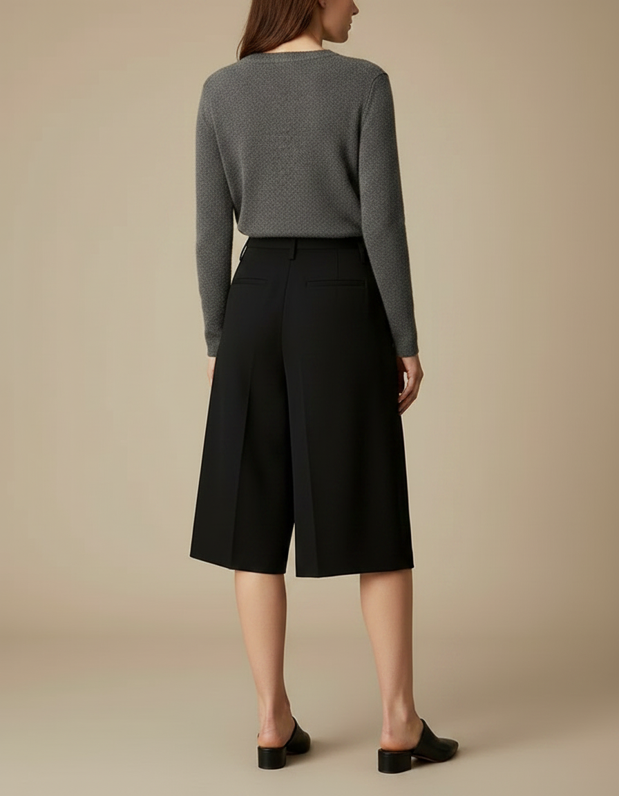 Pantalon Noir Ample Plissé Décontracté Élégant - Polyester - vue 2