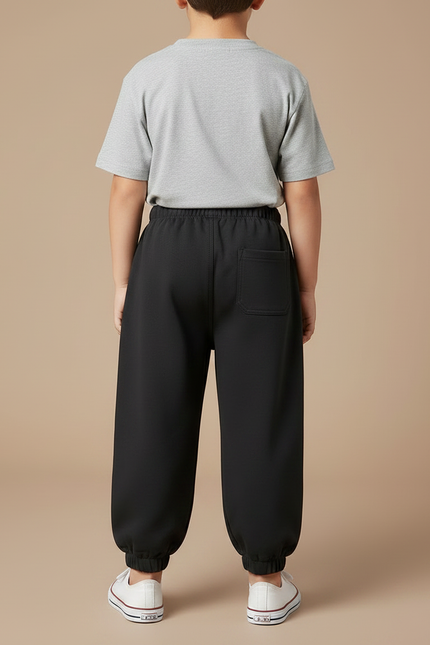 Pantalon Noir Enfant Décontracté Ample Ours Mignon - Molleton - vue 2