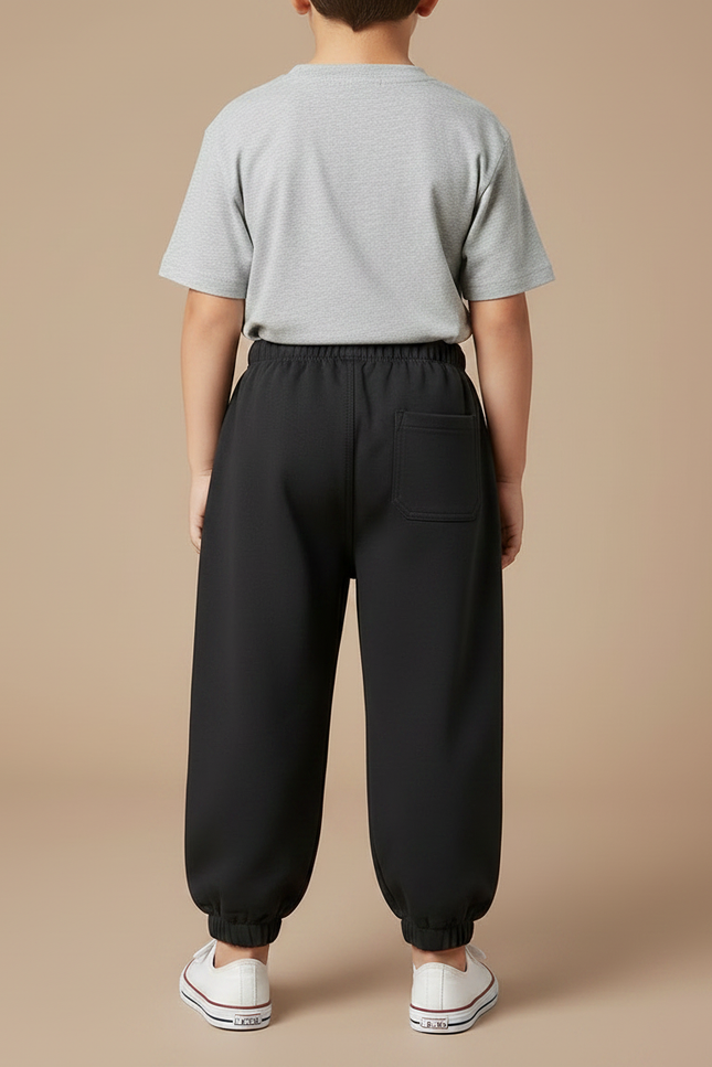 Pantalon Noir Enfant Décontracté Ample Ours Mignon - Molleton - vue 2