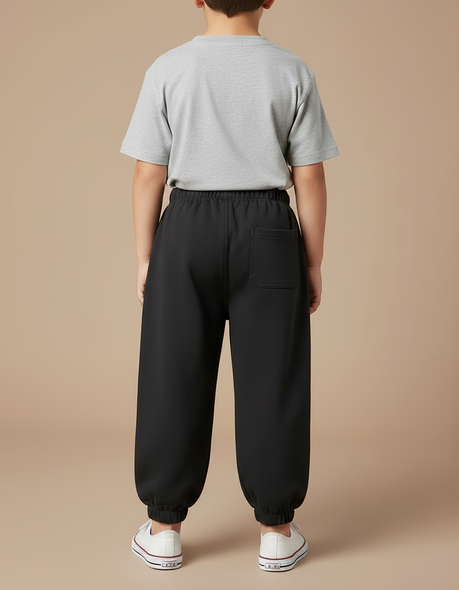 Pantalon Noir Enfant Décontracté Ample Ours Mignon - Molleton - vue 2