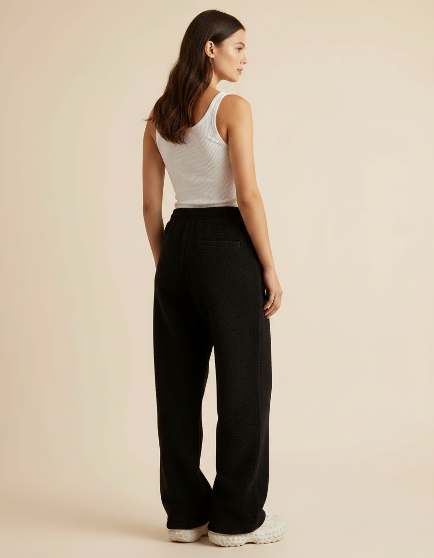 Pantalon Noir Molletonné Chien Hiver Confortable Ample - vue 2