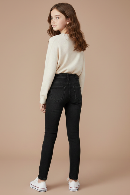 Pantalon Jean Noir Taille Haute - vue 2