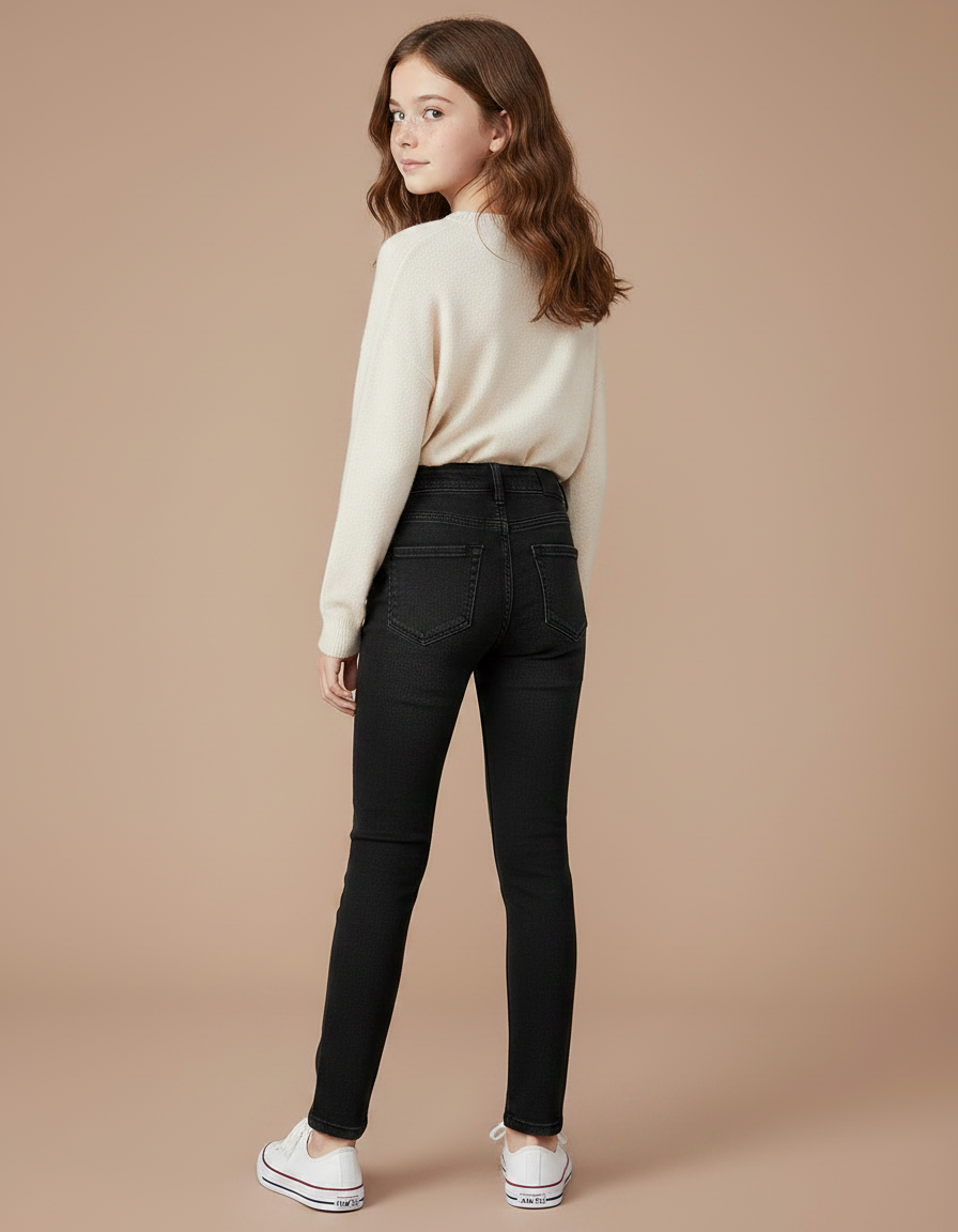 Pantalon Jean Noir Taille Haute - vue 2