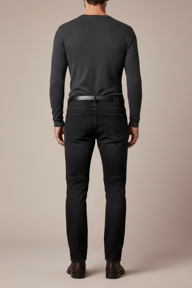 Pantalon Noir Moto Homme Slim Matelassé - Jean - vue 2
