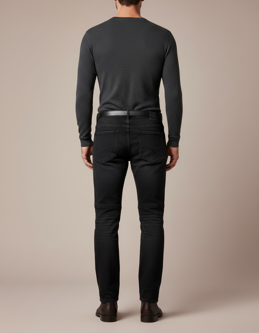 Pantalon Noir Moto Homme Slim Matelassé - Jean - vue 2