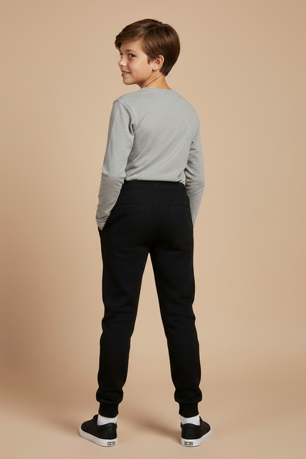Pantalon Noir Jogging Molleton Garçon Sport Décontracté - vue 2