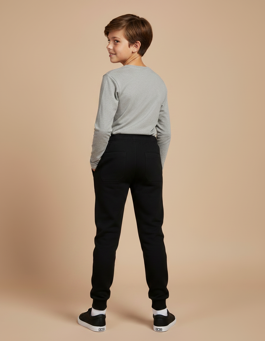 Pantalon Noir Jogging Molleton Garçon Sport Décontracté - vue 2