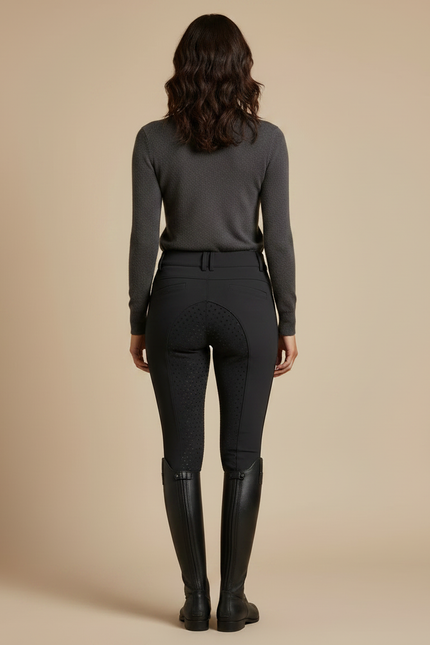 Pantalon Noir Équitation Silicone Adhérent Femme - Polyester - vue 2