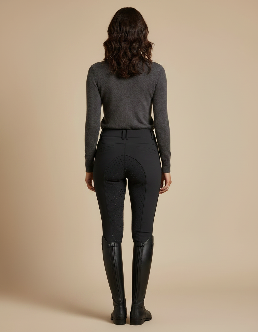 Pantalon Noir Équitation Silicone Adhérent Femme - Polyester - vue 2