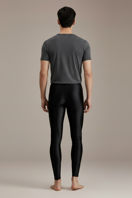 Pantalon Noir Brillant Ajusté Homme Sport Yoga - Simili cuir - vue 2