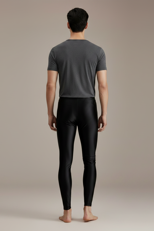 Pantalon Noir Brillant Ajusté Homme Sport Yoga - Simili cuir - vue 2