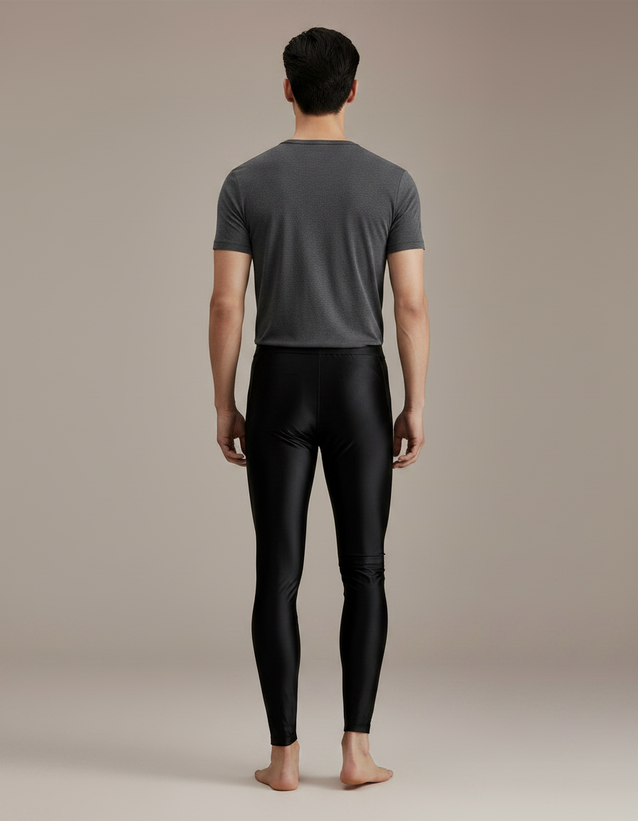 Pantalon Noir Brillant Ajusté Homme Sport Yoga - Simili cuir - vue 2