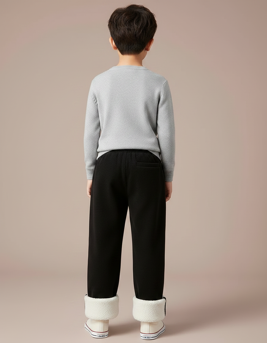 Pantalon Noir Côtelé Doublé Sherpa Enfant Hiver - Cordé - vue 2