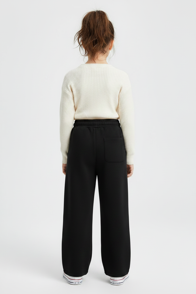 Pantalon Noir Ample Cordon Polaire Fille - Molleton - vue 2