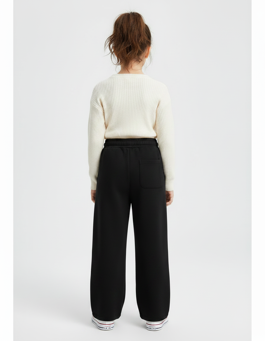 Pantalon Noir Ample Cordon Polaire Fille - Molleton - vue 2