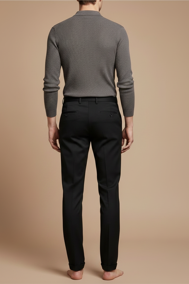 Pantalon Noir Habillé Homme Slim Élégant Formel - Gabardine - vue 2