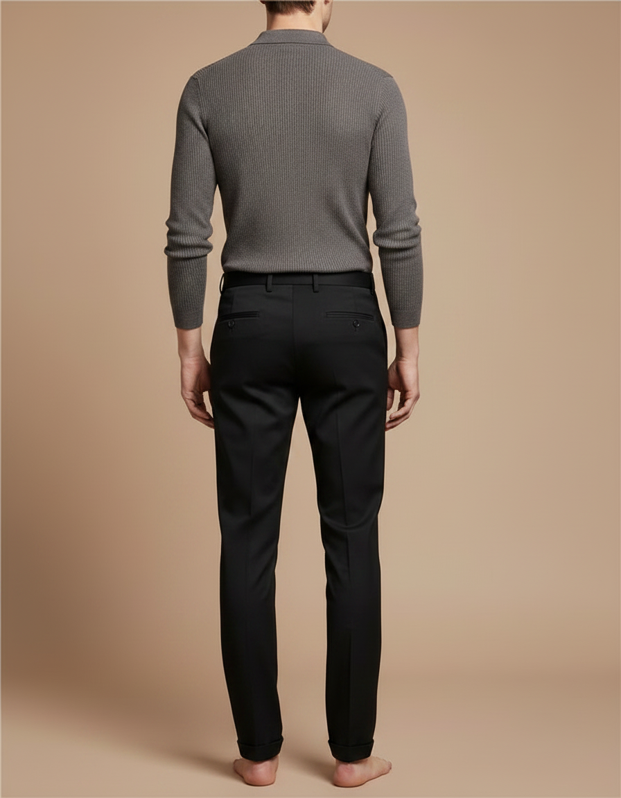 Pantalon Noir Habillé Homme Slim Élégant Formel - Gabardine - vue 2