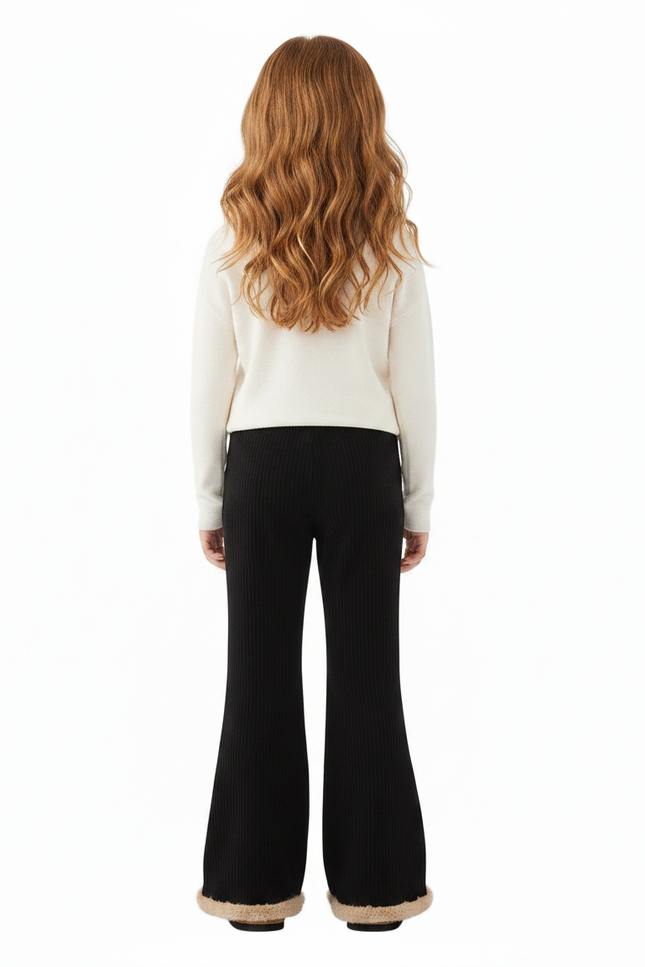 Pantalon Noir Côtelé Ample Confortable Enfant - Cordé - vue 2