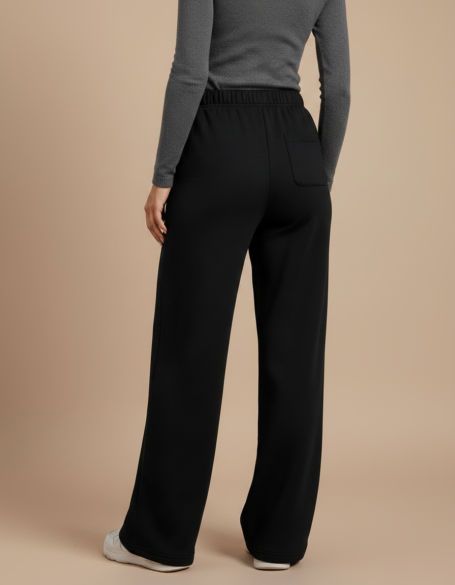 Pantalon Noir Ample Décontracté Taille Haute Femme - Molleton - vue 2