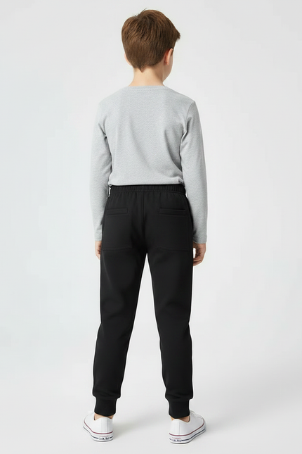 Pantalon Noir Enfant Coton Sport Jogging Décontracté - Molleton - vue 2