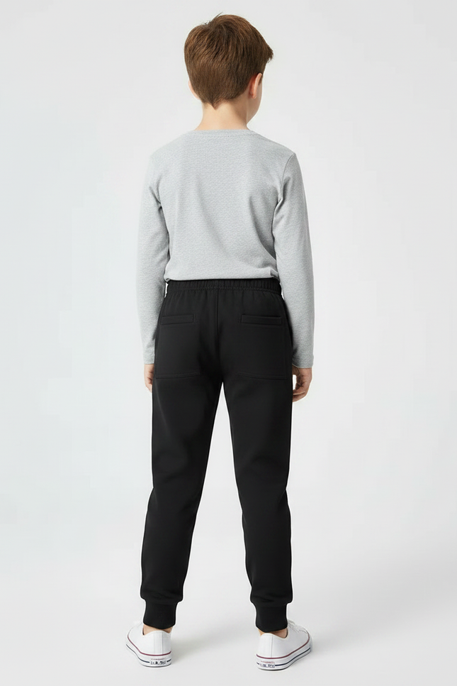 Pantalon Noir Enfant Coton Sport Jogging Décontracté - Molleton - vue 2