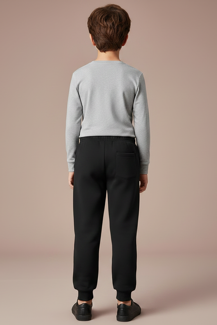 Pantalon Noir Garçon Sport Décontracté Imprimé - Molleton - vue 2