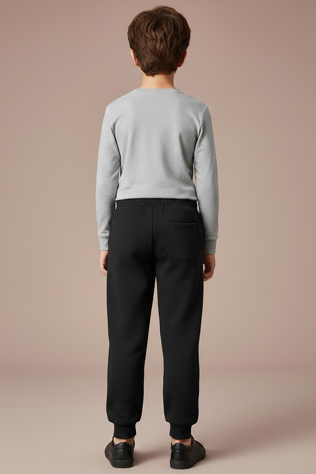 Pantalon Noir Garçon Sport Décontracté Imprimé - Molleton - vue 2
