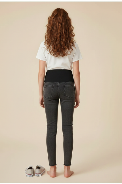 Pantalon Noir Jean Denim Maternité Confortable Fille Ajusté - vue 2