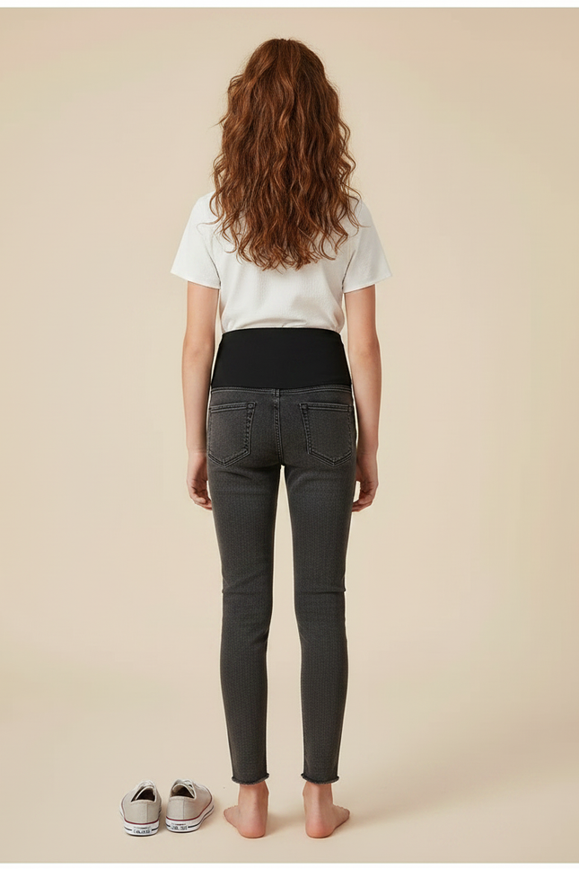 Pantalon Noir Jean Denim Maternité Confortable Fille Ajusté - vue 2
