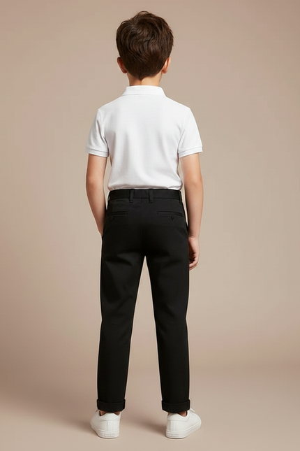 Pantalon Noir Garçon Droit Classique Élégant - Gabardine - vue 2