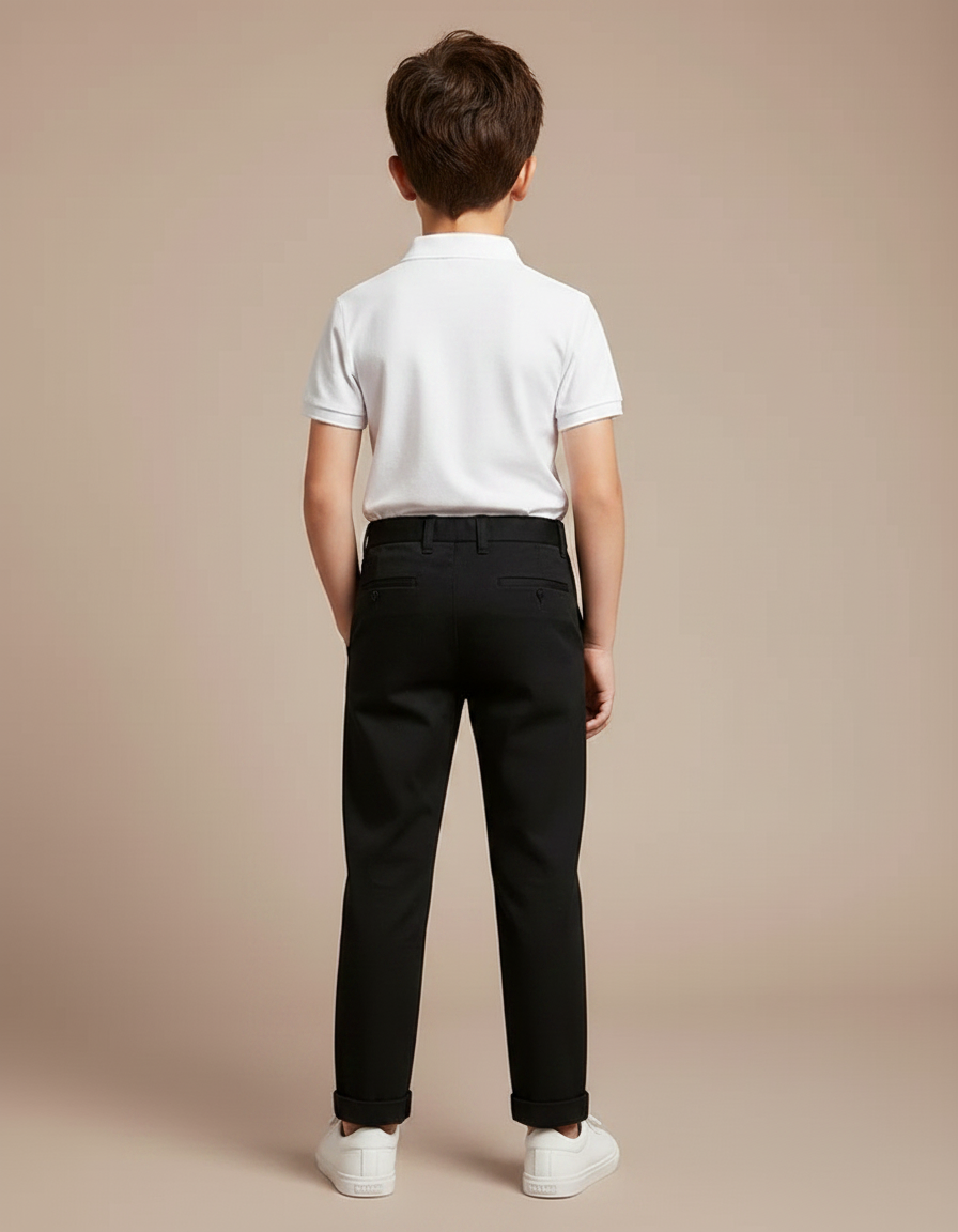 Pantalon Noir Garçon Droit Classique Élégant - Gabardine - vue 2