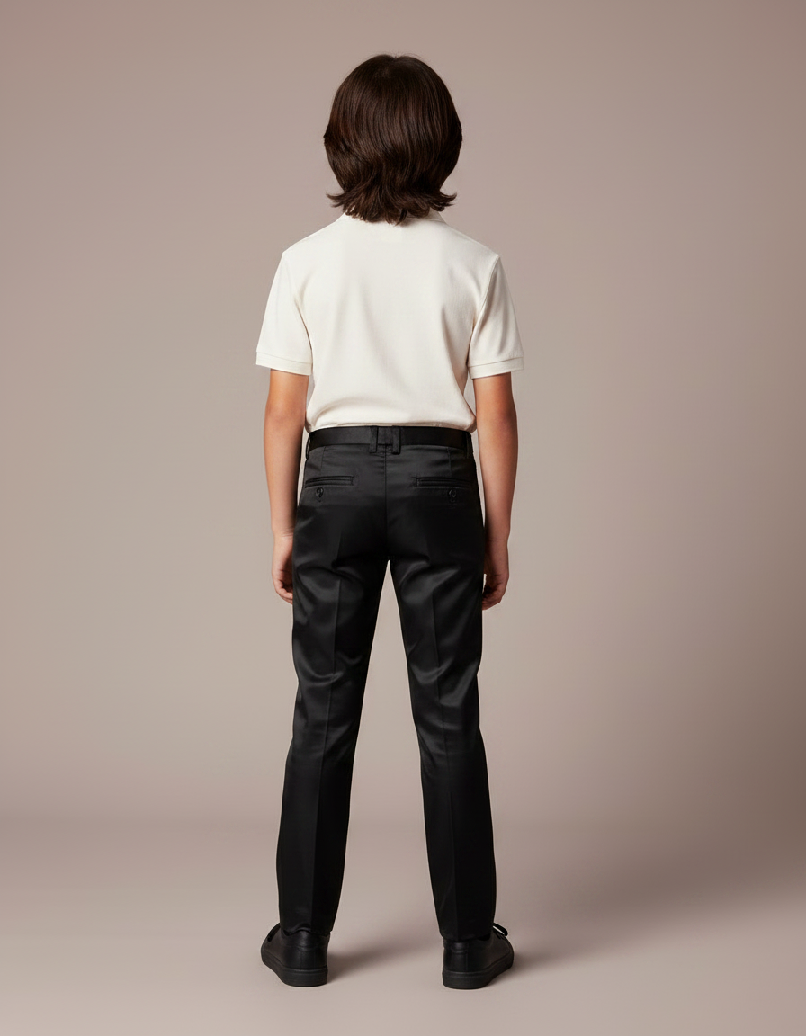 Pantalon En Satin Noir - vue 2