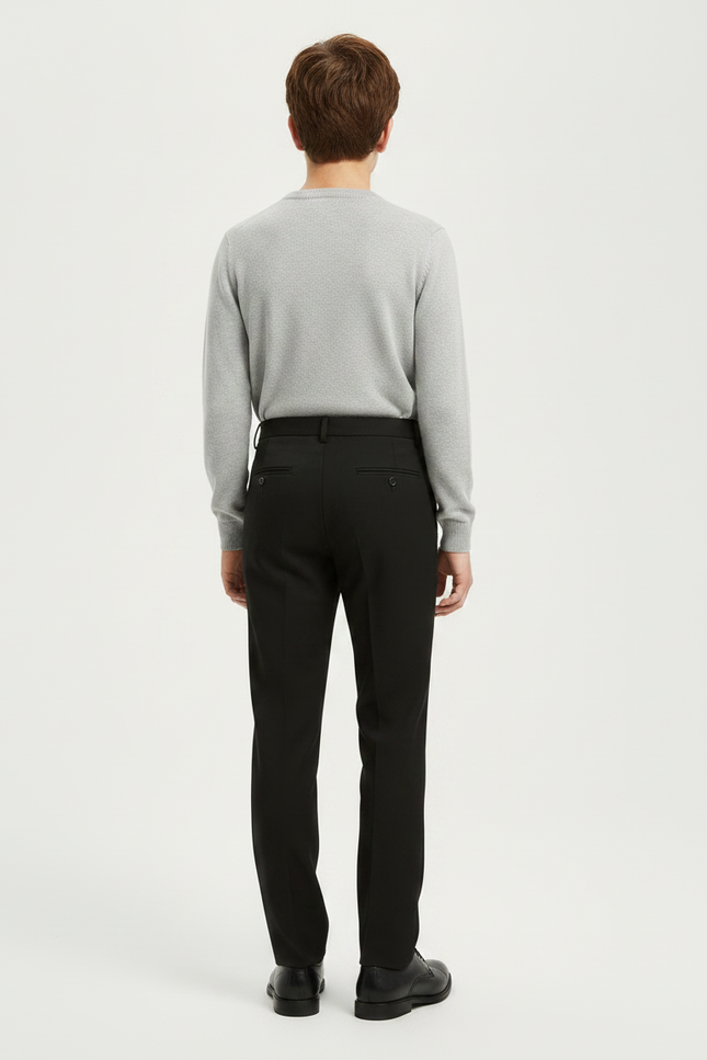 Pantalon Noir Garçon Habillé Élégant Formel Droit - Polyester - vue 2