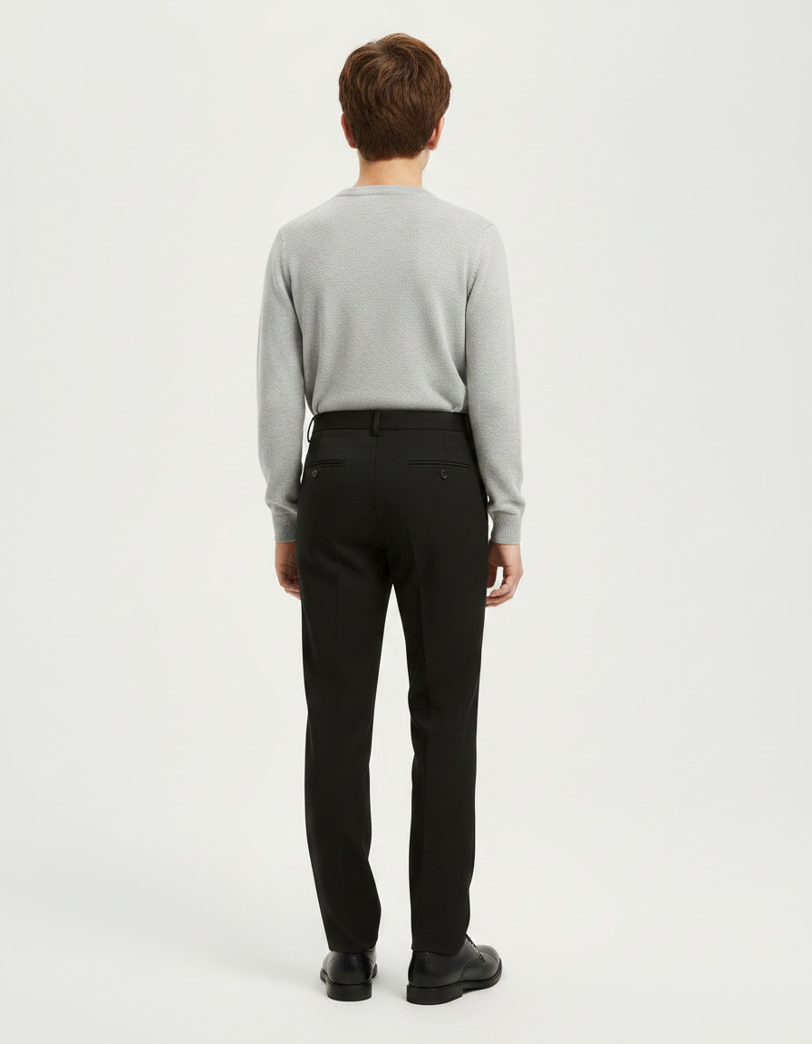 Pantalon Noir Garçon Habillé Élégant Formel Droit - Polyester - vue 2