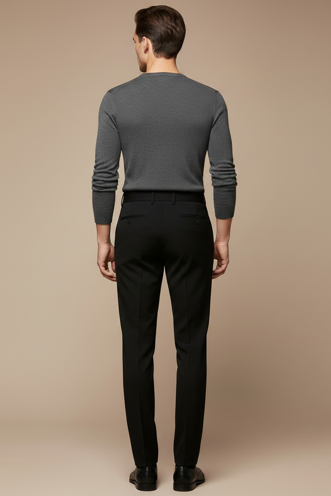 Pantalon Noir Habillé Slim Pli Devant Homme - Gabardine - vue 2