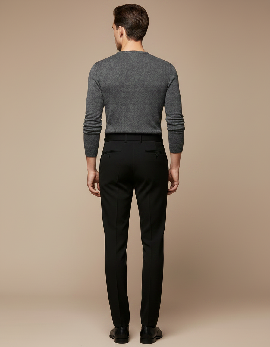 Pantalon Noir Habillé Slim Pli Devant Homme - Gabardine - vue 2