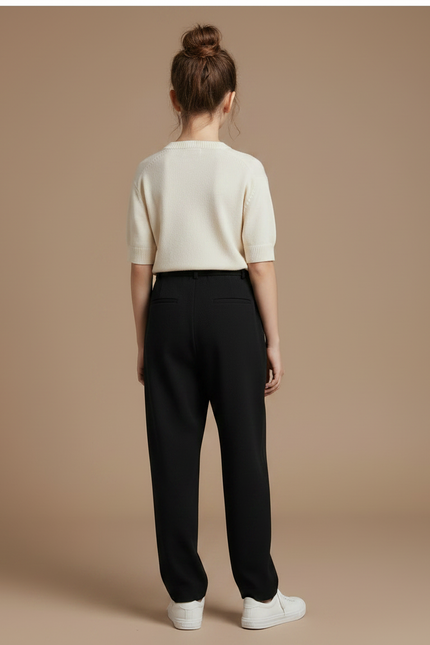 Pantalon Noir Harem Plissé Décontracté Femme - Polyester - vue 2