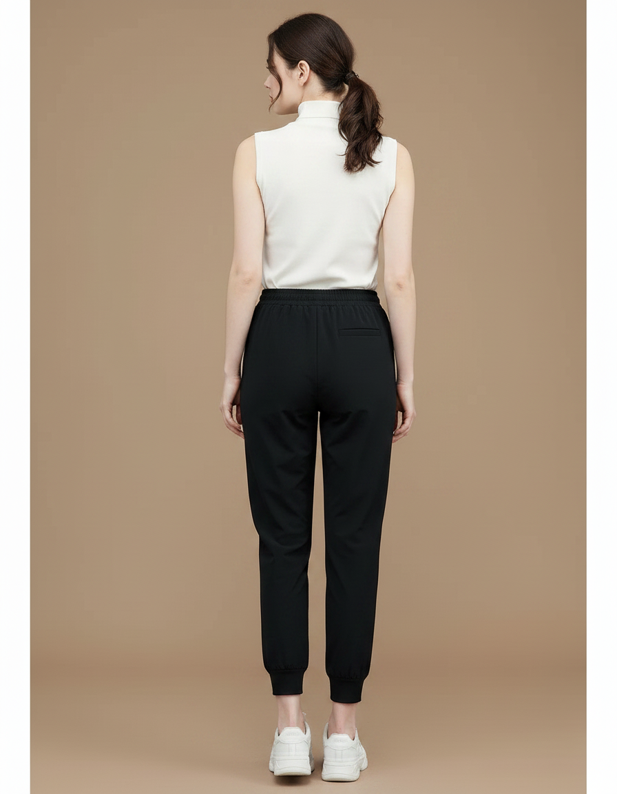 Pantalon Noir Fluide Confortable Sport Jogging Femme - Polyester - vue 2