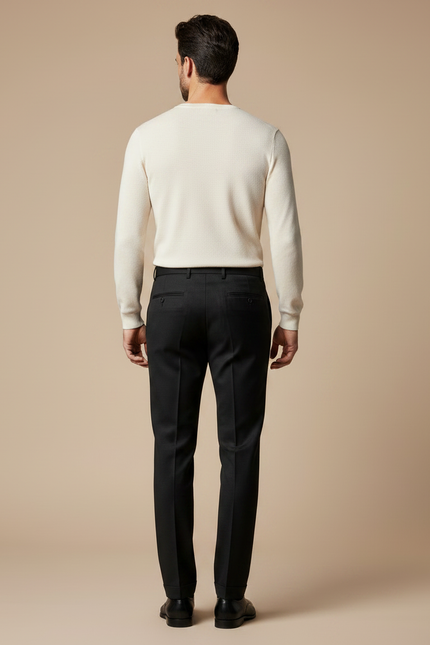 Pantalon Noir Homme Élégant Ajusté Formel Classique - Gabardine - vue 2