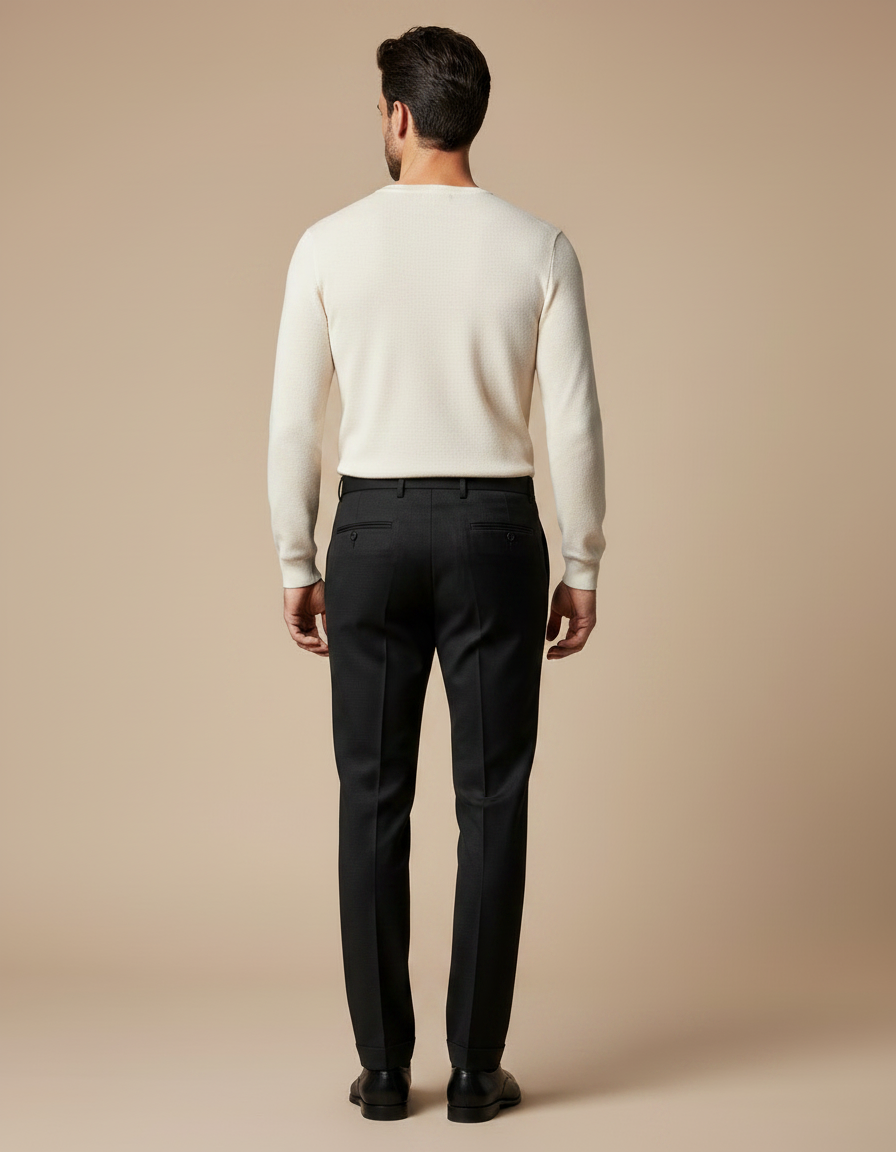 Pantalon Noir Homme Élégant Ajusté Formel Classique - Gabardine - vue 2