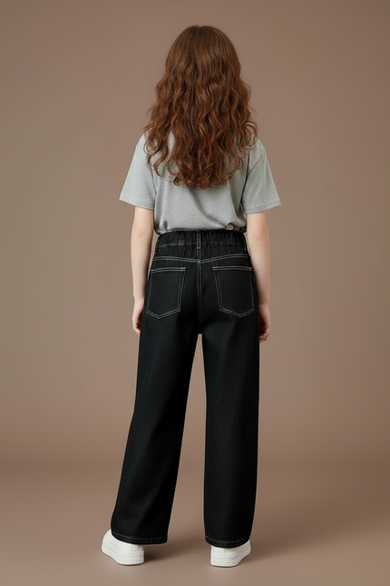 Pantalon Noir Ample Denim Évasé Enfant - Jean - vue 2