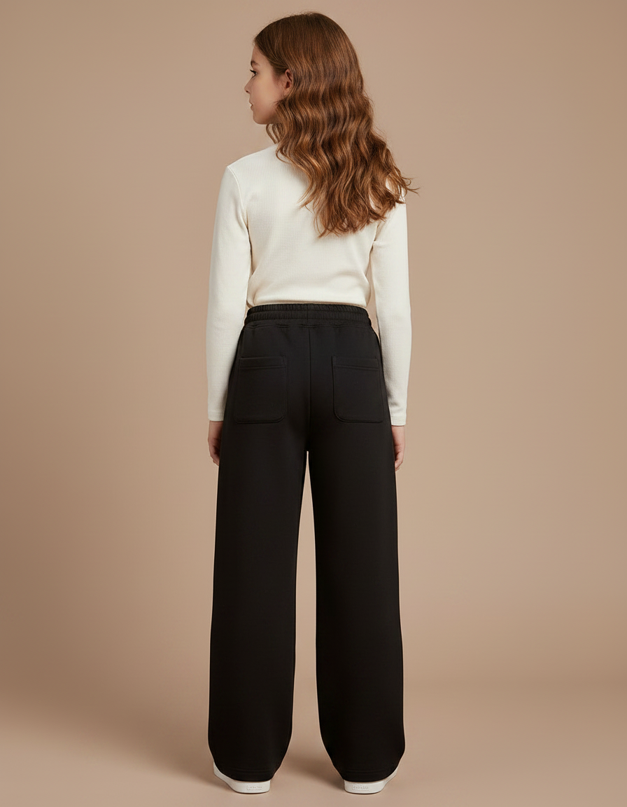 Pantalon Noir Ample Coton Enfant Sport - Molleton - vue 2