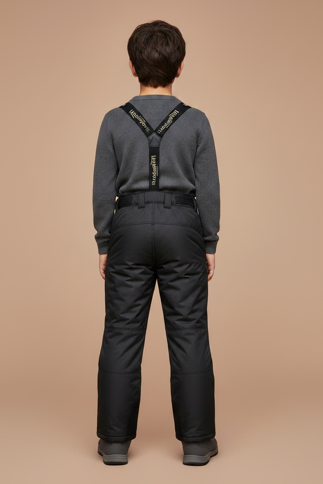 Pantalon Noir Imperméable Bretelles Ski Enfant - Polyester - vue 2