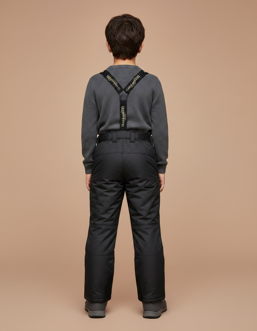Pantalon Noir Imperméable Bretelles Ski Enfant - Polyester - vue 2