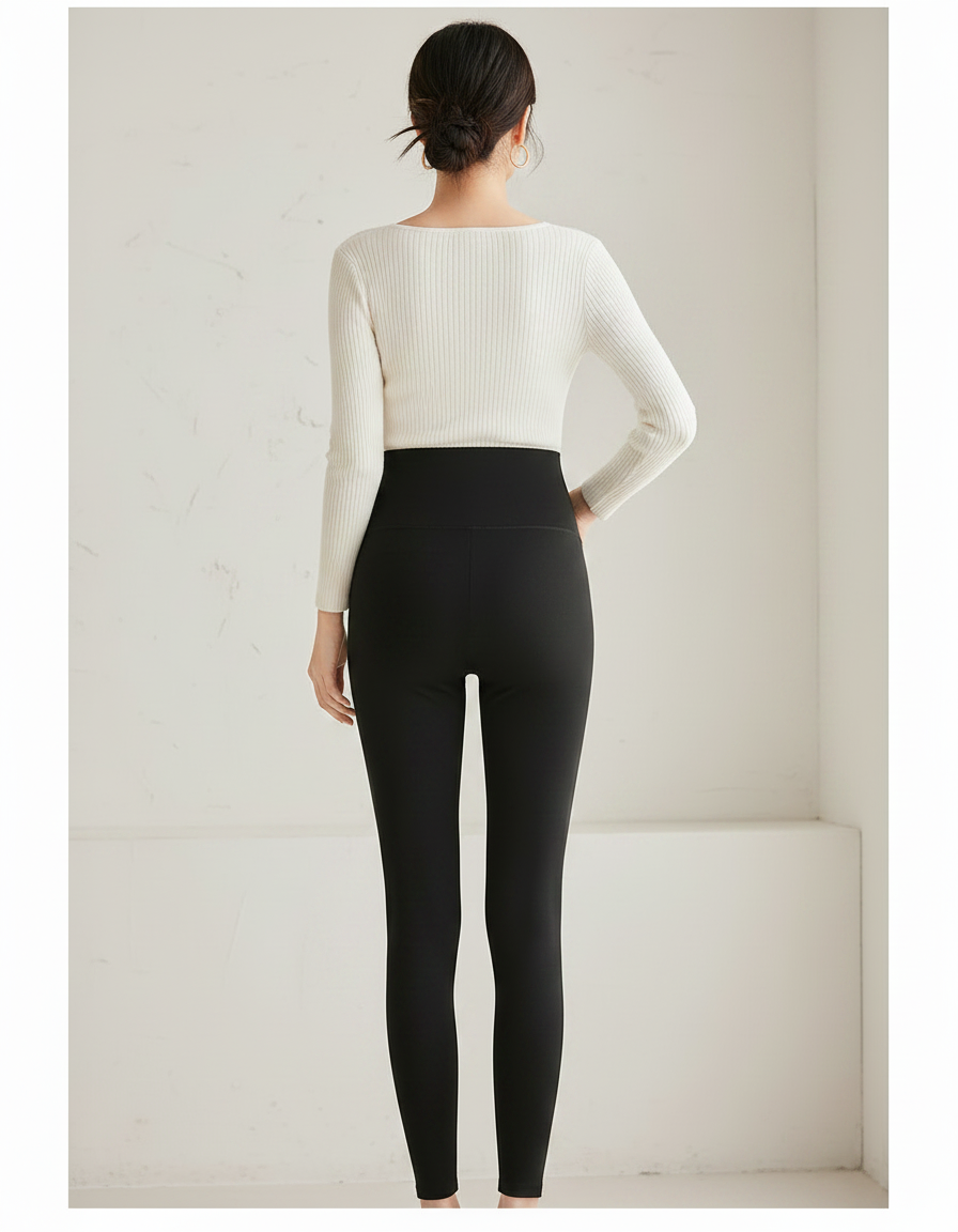 Pantalon Noir Maternité Ajusté Confortable Grossesse - Maille - vue 2