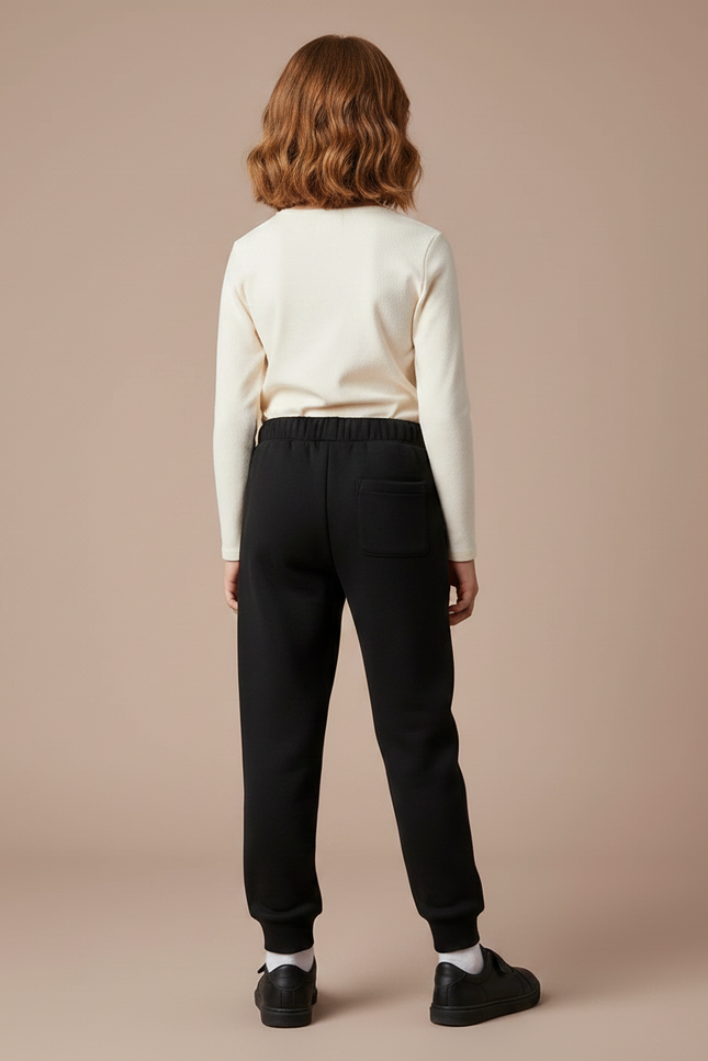 Pantalon Noir Enfant Molleton Imprimé Confortable Décontracté - vue 2