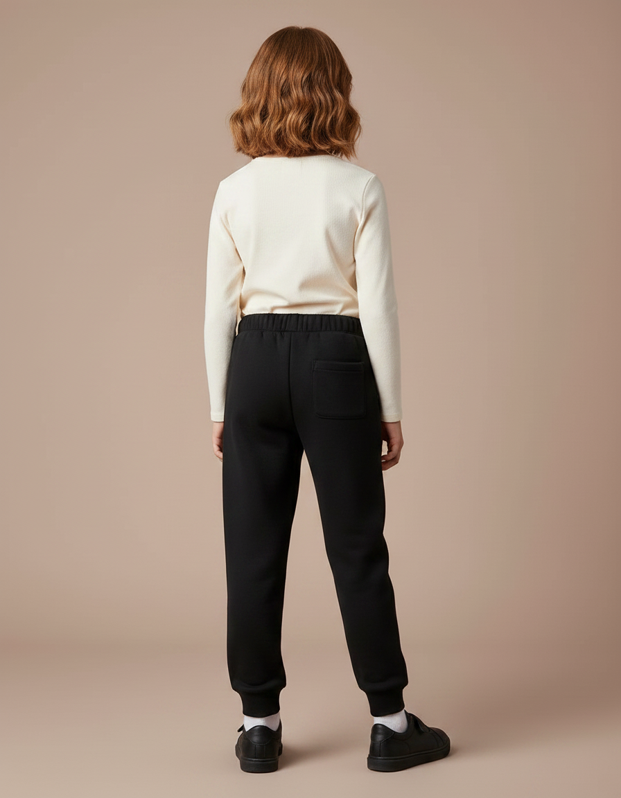 Pantalon Noir Enfant Molleton Imprimé Confortable Décontracté - vue 2