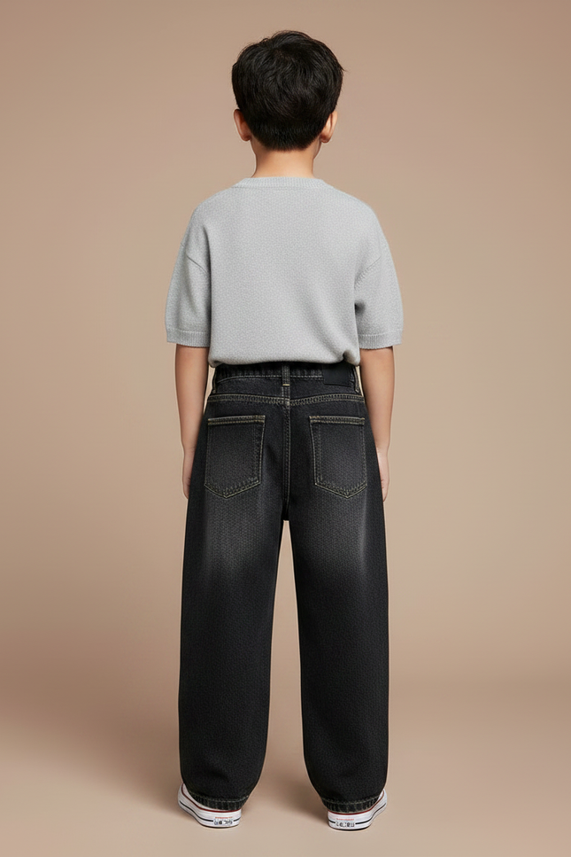 Pantalon Noir Denim Ample Enfant Décontracté - Jean - vue 2