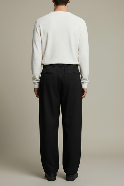 Pantalon Noir Ample Décontracté Homme Cordon - Gabardine - vue 2