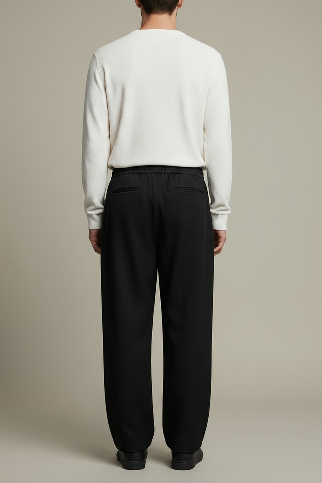 Pantalon Noir Ample Décontracté Homme Cordon - Gabardine - vue 2